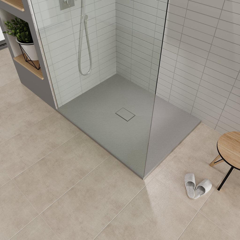 BOREAL - Piatto doccia antiscivolo con finitura grigia e piletta inclusa