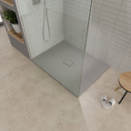 BOREAL - Piatto doccia antiscivolo con finitura grigia e piletta inclusa