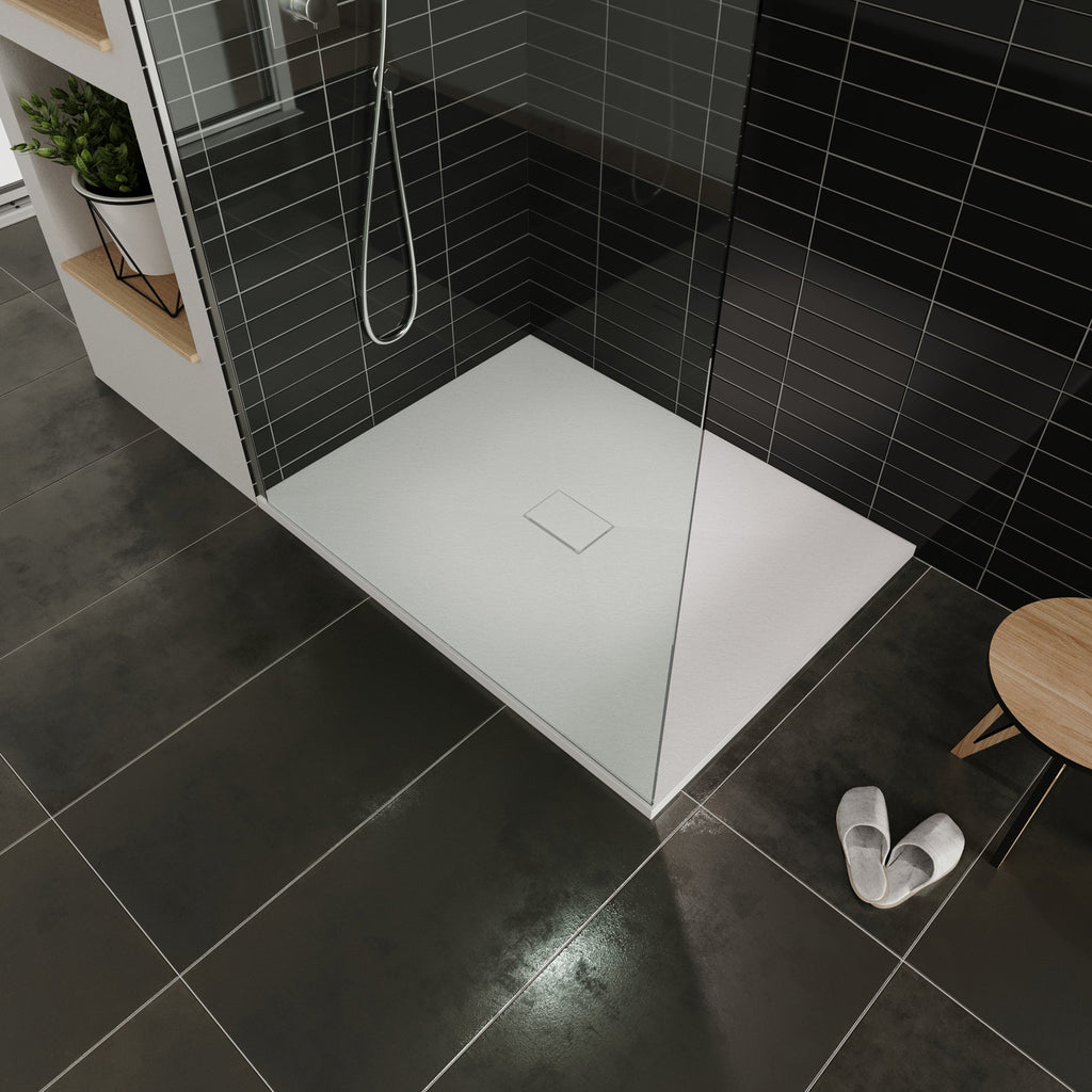 BOREAL - Piatto doccia antiscivolo con finitura bianca e sifone incluso