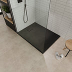 BOREAL - Base de duche antiderrapante com acabamento preto e sifão incluído