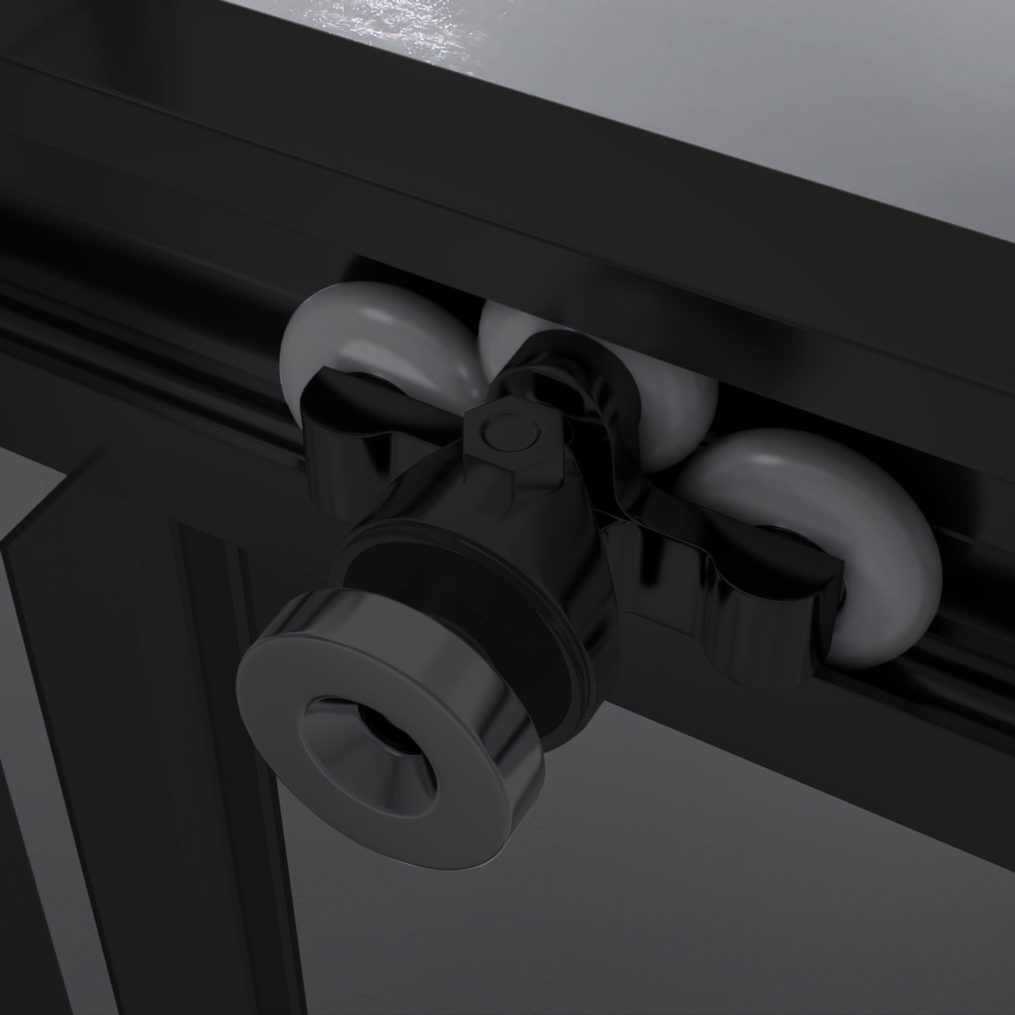 KAYLEE - Cabine de duche de canto com portas de correr, vidro escurecido 6 mm e perfil preto mate