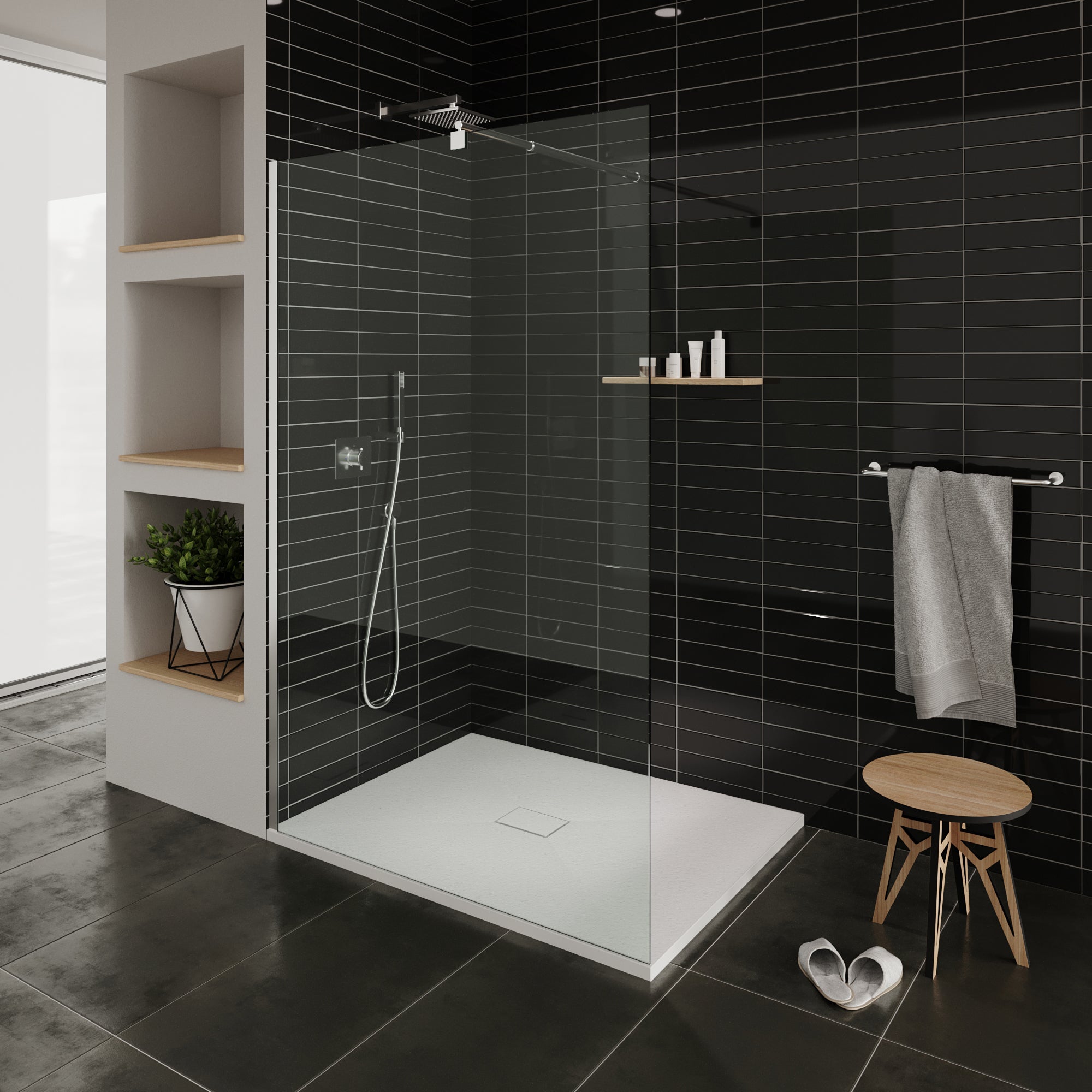 BOREAL - Piatto doccia antiscivolo con finitura bianca e sifone incluso