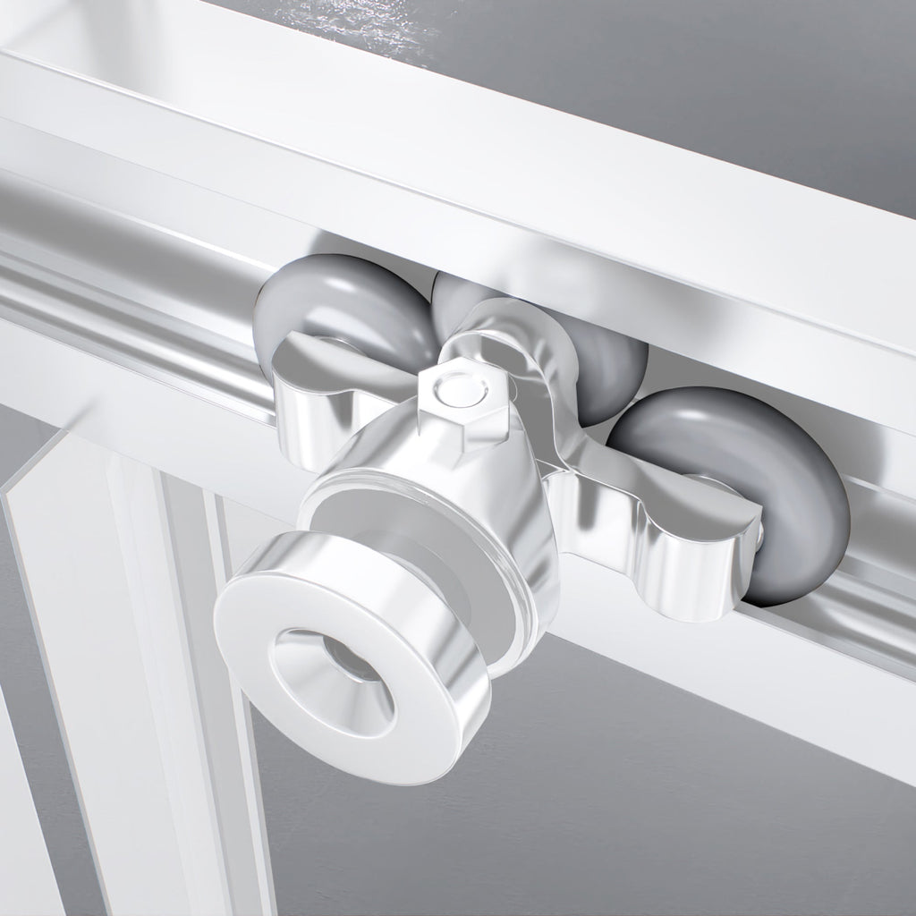 KAYLEE - Cabine de duche de canto com portas de correr, vidro transparente 6 mm e perfil cromado