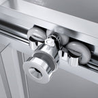 KAYLEE - Cabine de duche de canto com portas de correr, vidro transparente 6 mm e perfil cromado