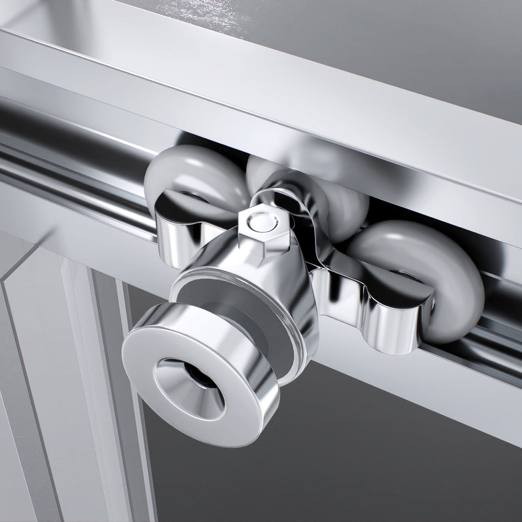 KAYLEE - Cabina de ducha de esquina con puertas correderas, cristal ahumado de 6 mm y perfil cromado