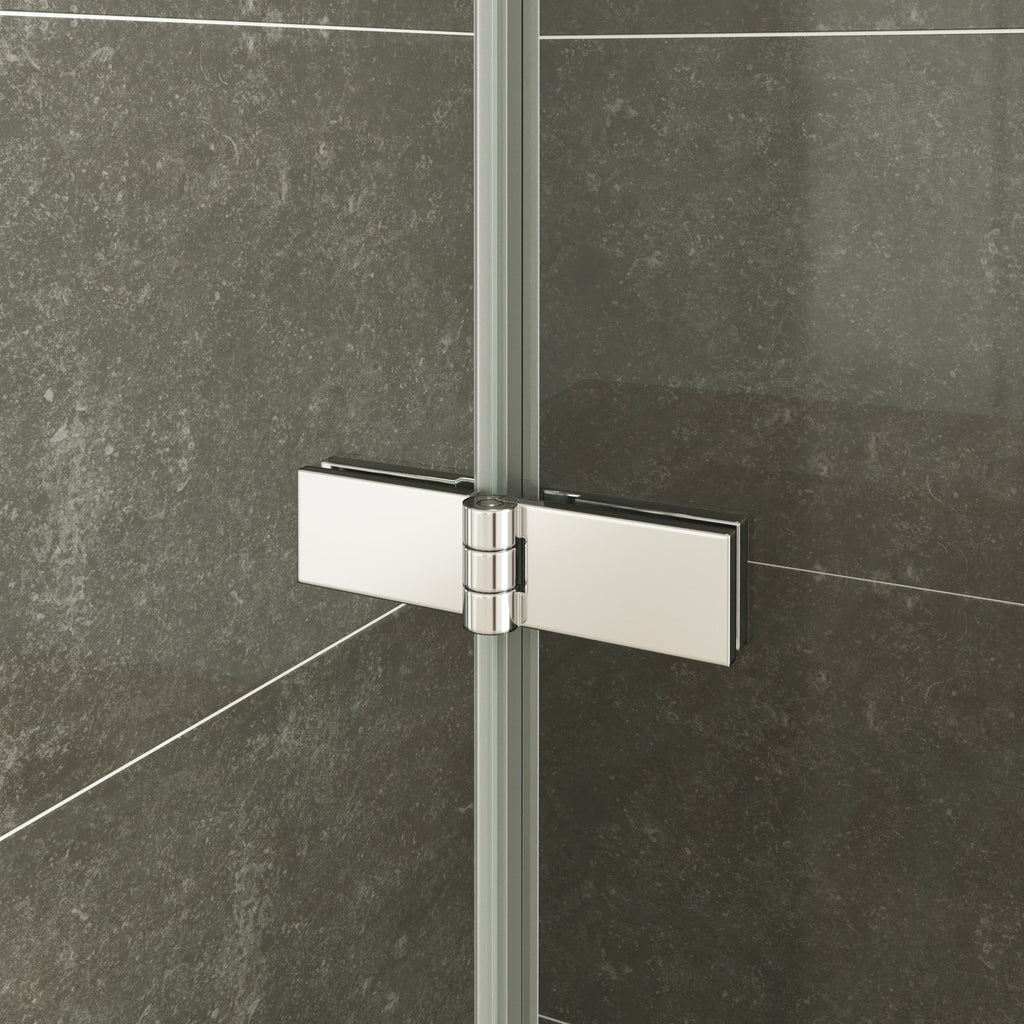 MATILDE - Cabine de duche de canto com portas dobráveis em vidro temperado meio fosco e perfil cromado