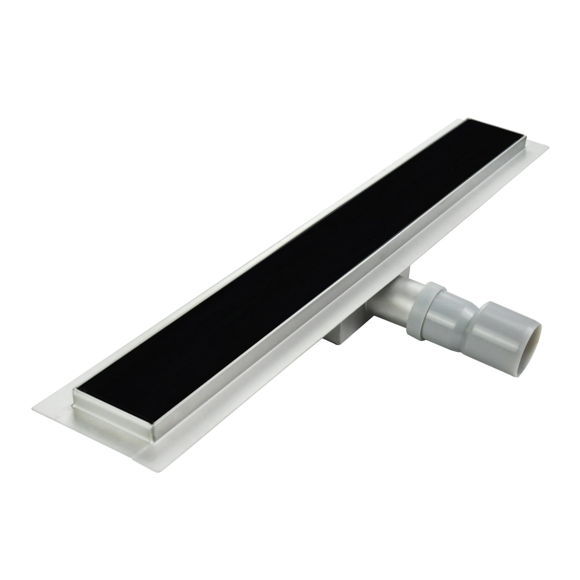 Sifone di scarico lineare in acciaio inox con coperchio in vetro nero modello R3