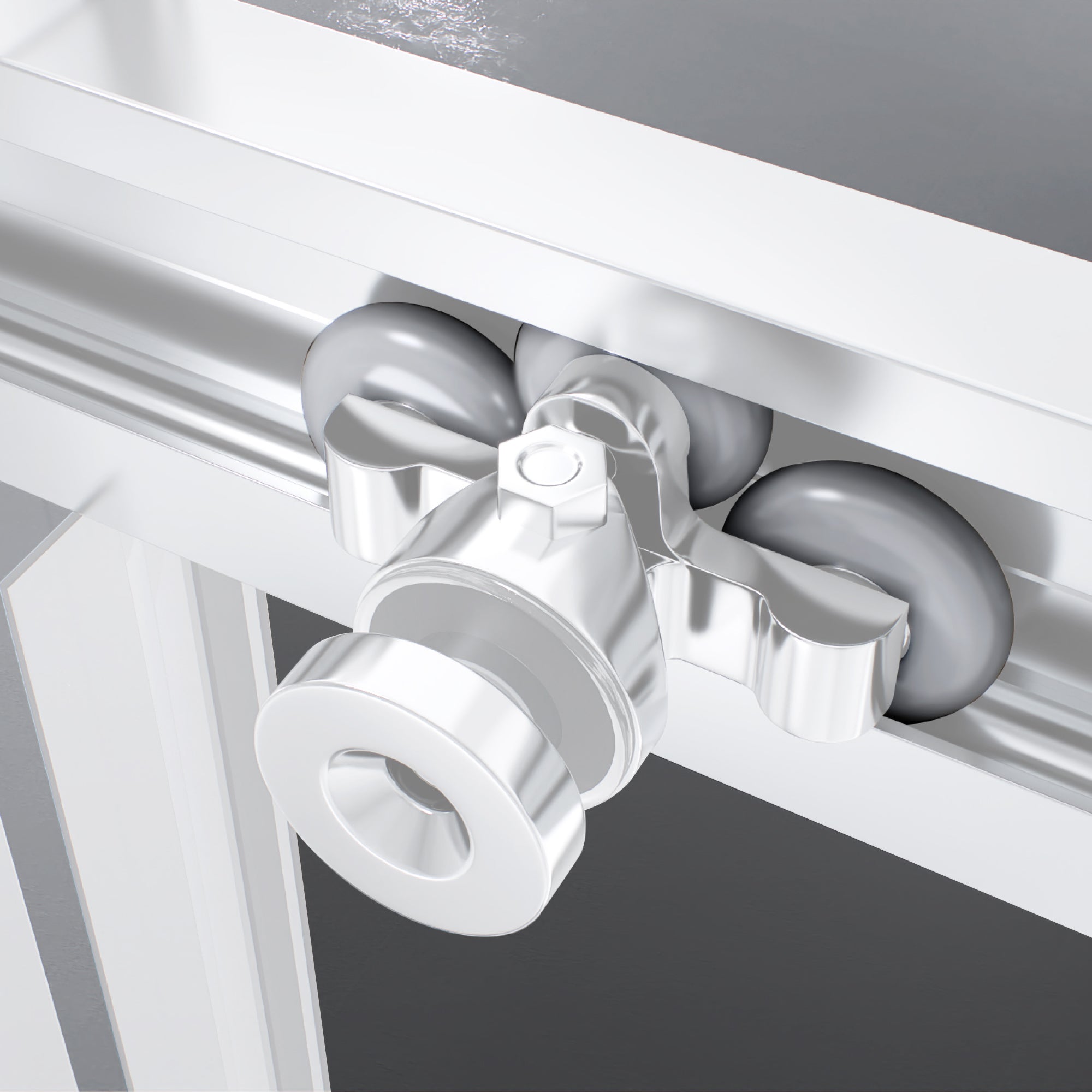 KAYLEE - Cabine de duche de canto com portas de correr, vidro escurecido 6 mm e perfil branco