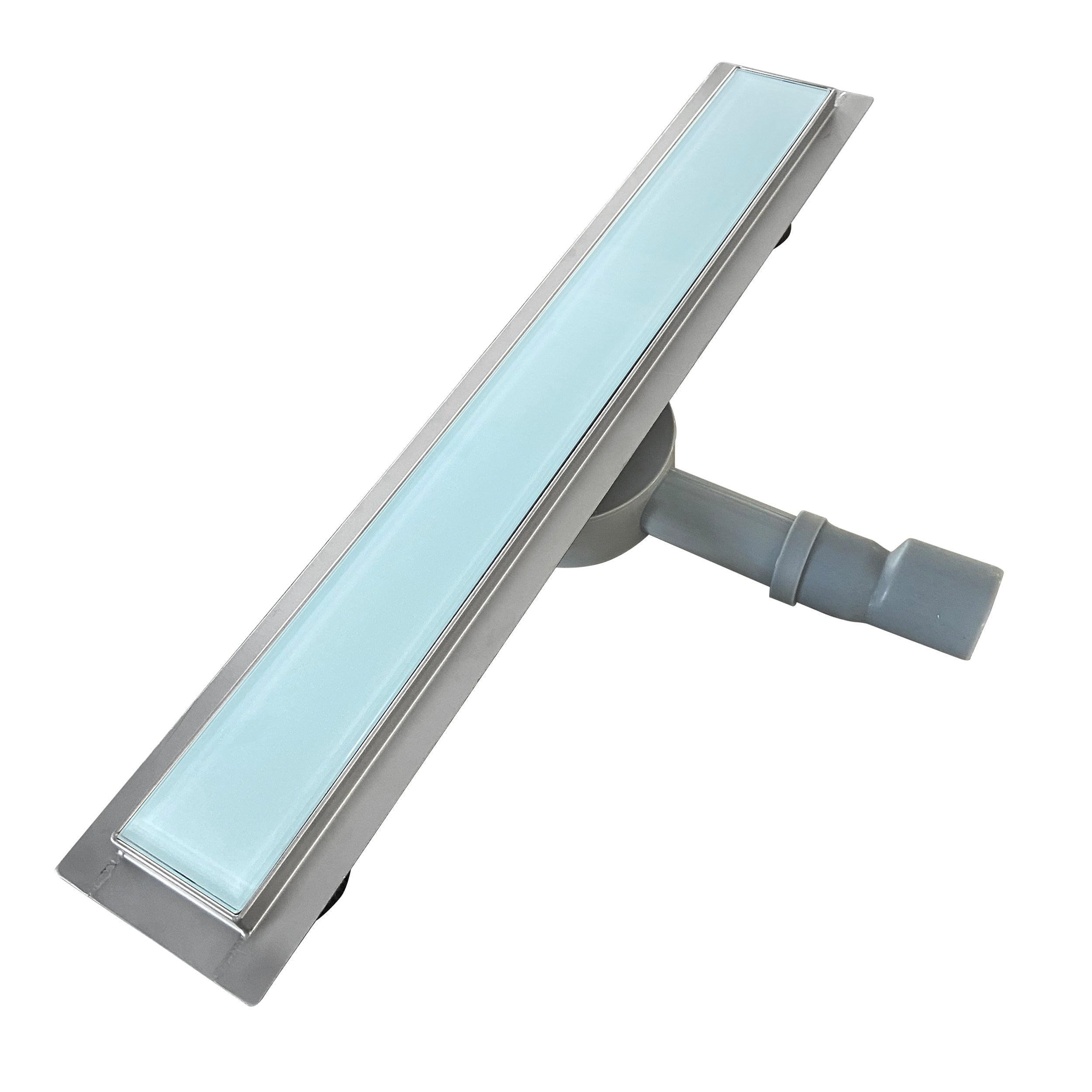 Scolo doccia in acciaio inox con copertura in vetro bianco modello B3