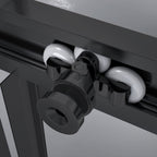 KAYLEE - Cabine de duche de canto com portas de correr, vidro transparente 6 mm e perfil preto mate