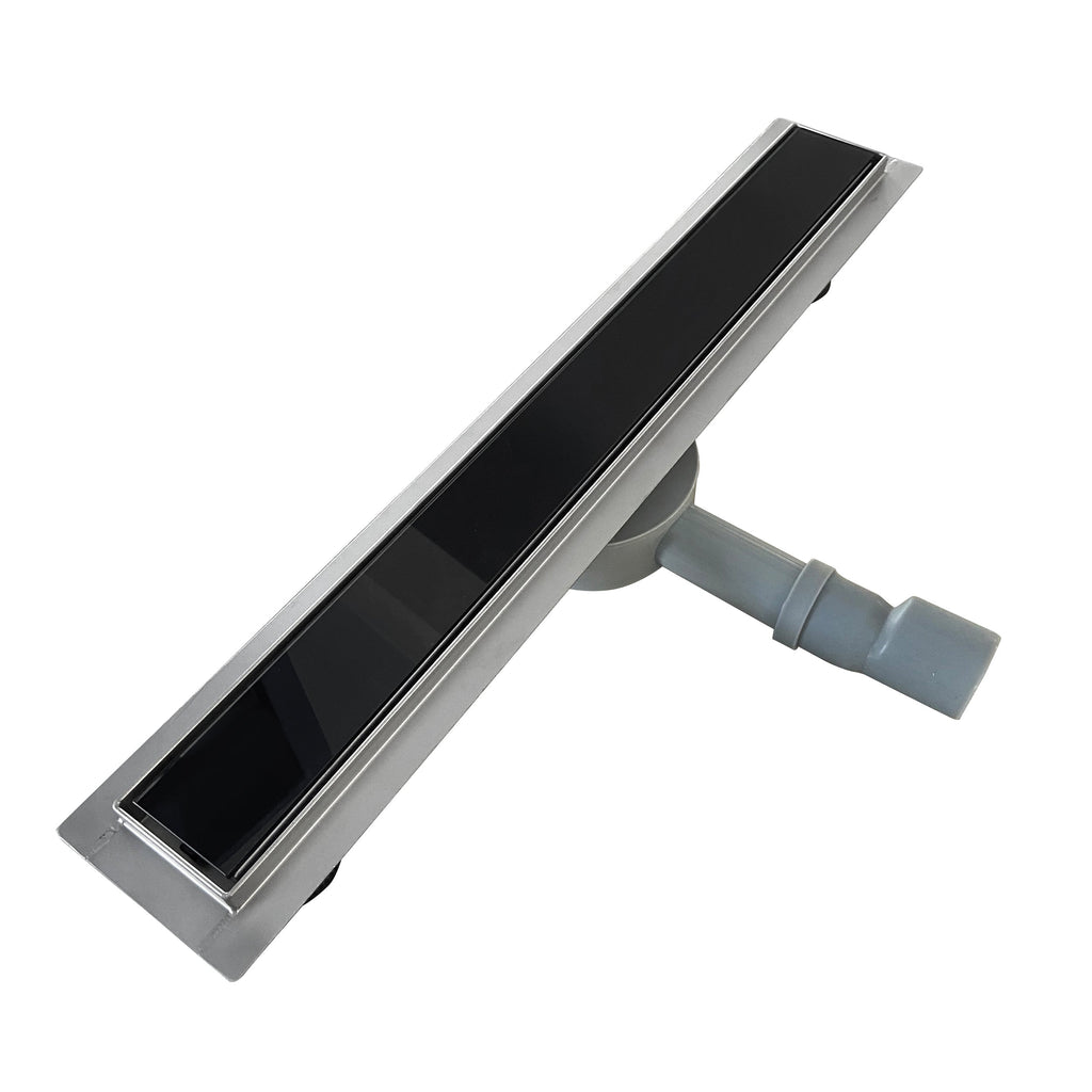 Ralo de duche em aço inox com tampa em vidro preto modelo B2