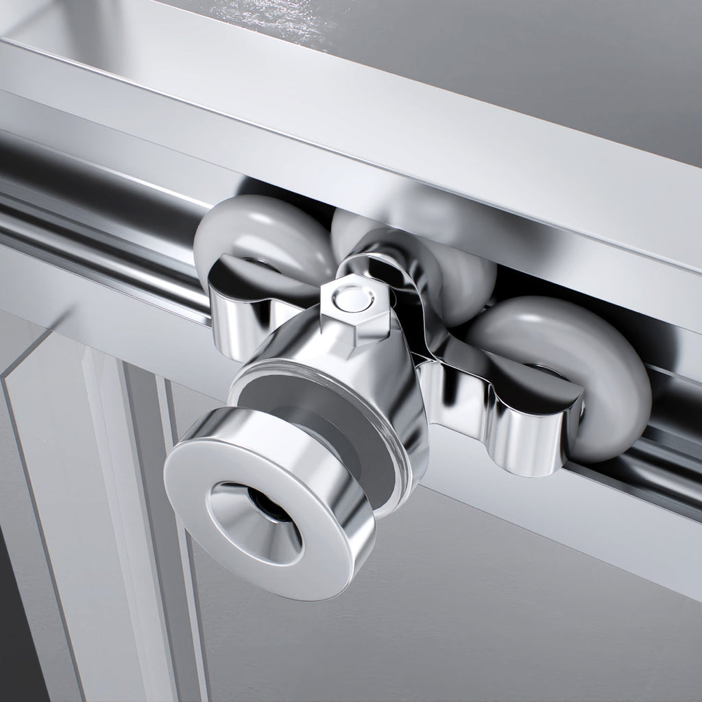 KAYLEE - Puerta de ducha reversible con puerta corredera, cristal de 6 mm y perfil cromado