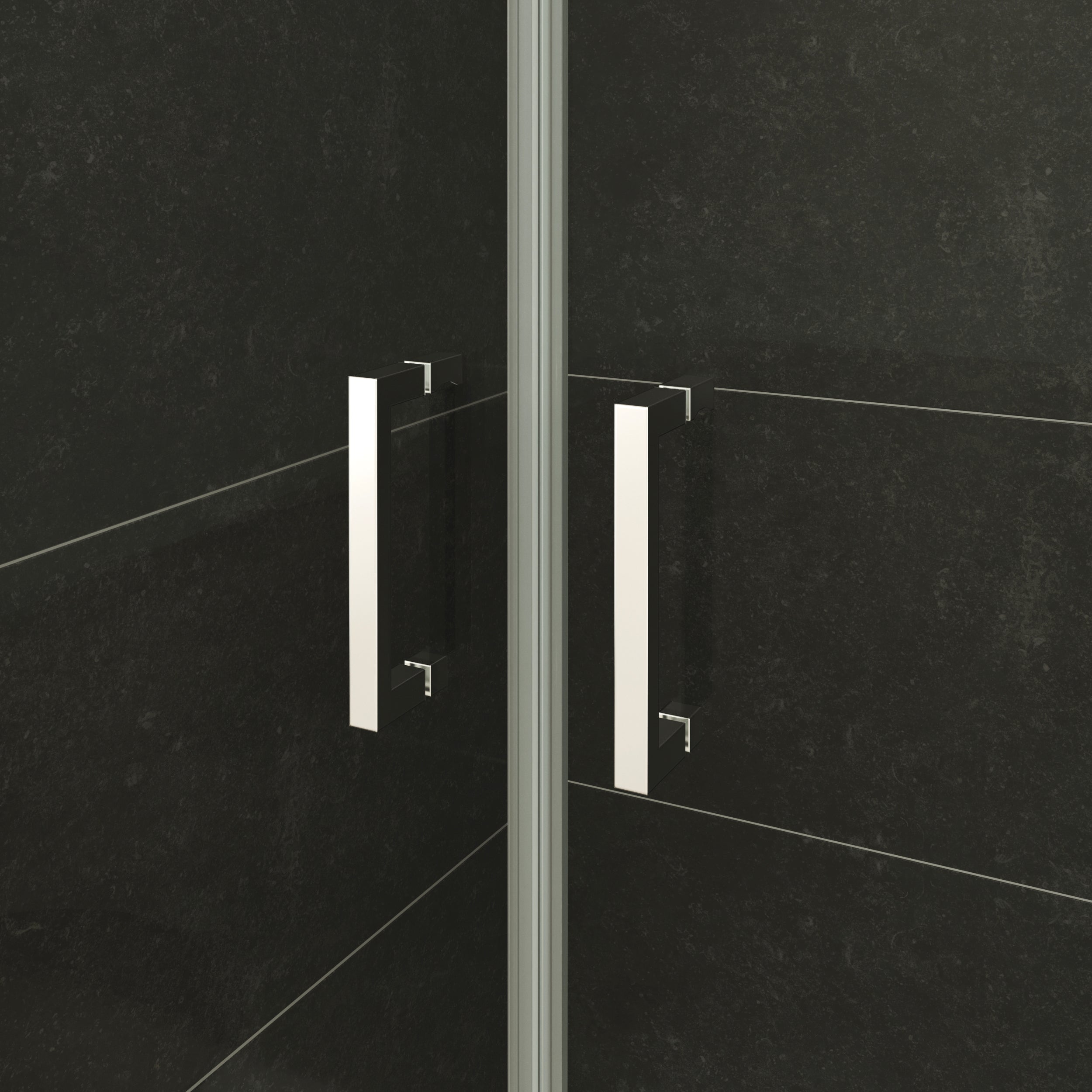 LARA - Mampara de ducha con puertas abatibles de vidrio templado de 6 mm y perfil cromado