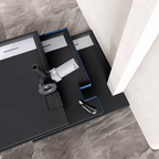 HIEMAL - Base de duche antiderrapante com acabamento preto e grelha inox incluída