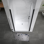 LARA - Mampara de ducha con puertas abatibles de vidrio templado de 6 mm y perfil negro mate