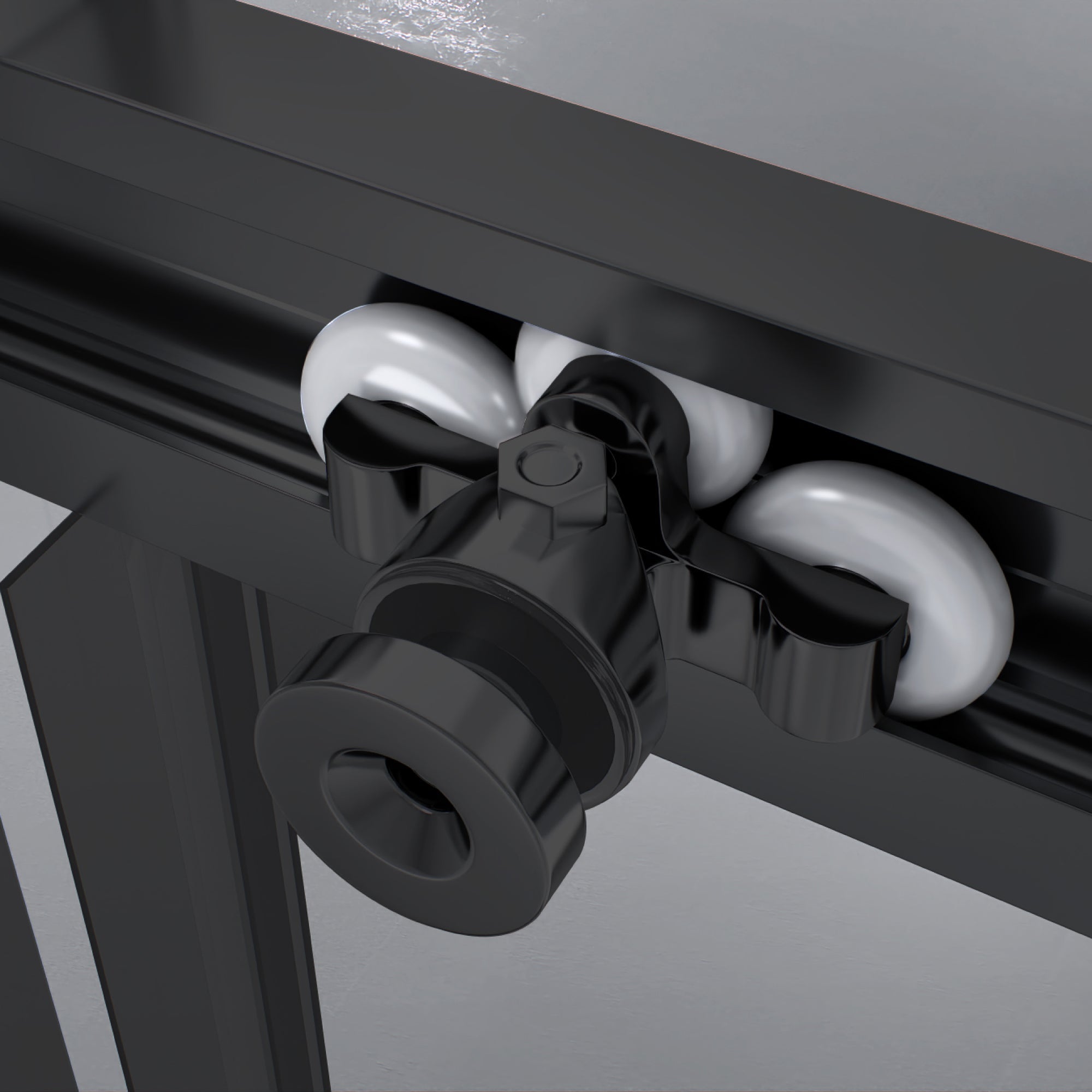 KAYLEE - Cabine de duche de canto com porta de correr, vidro transparente 6 mm e perfil preto mate