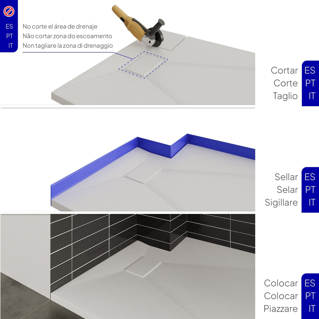BOREAL - Piatto doccia antiscivolo con finitura bianca e sifone incluso