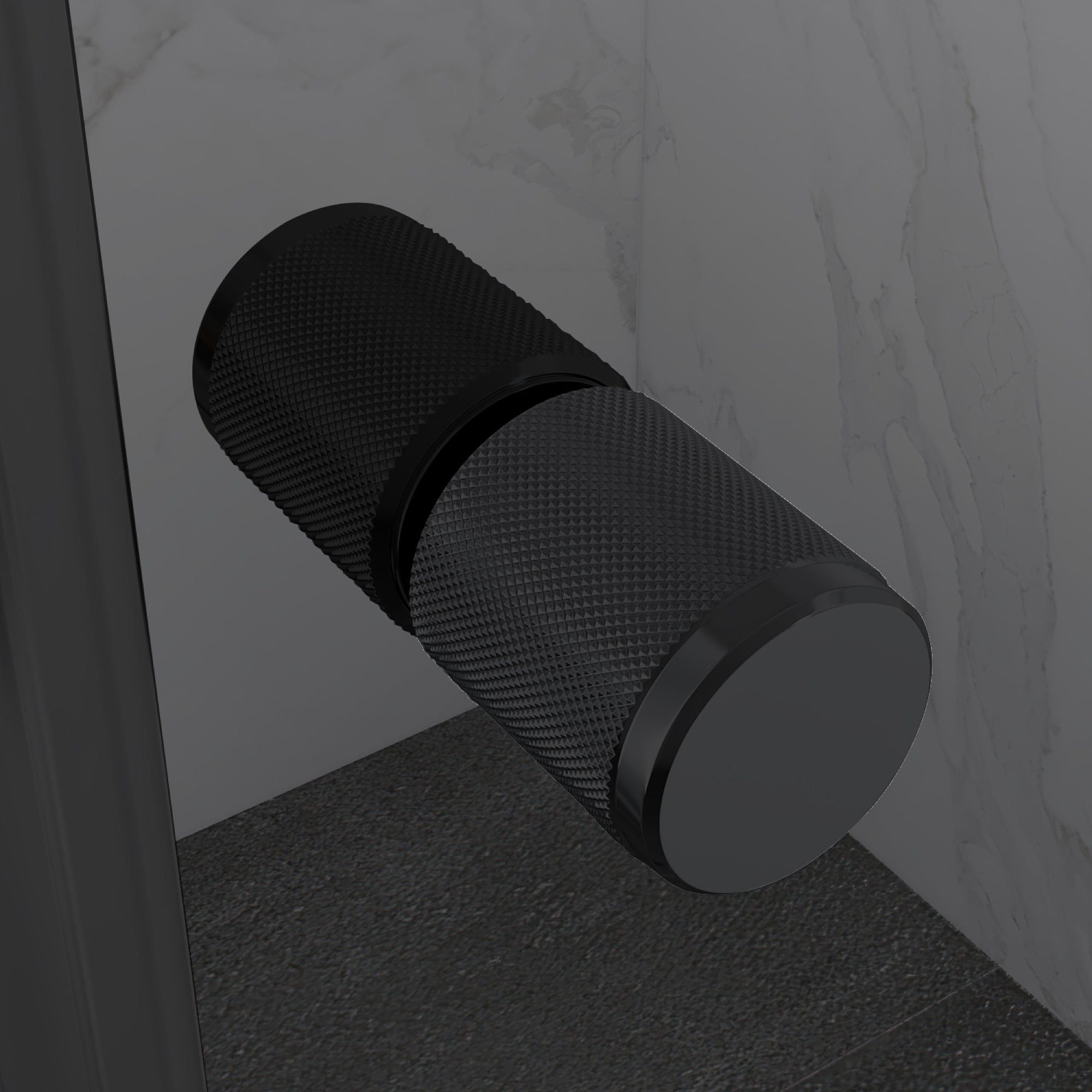 KAYLEE - Cabine de duche de canto com portas de correr, vidro escurecido 6 mm e perfil preto mate