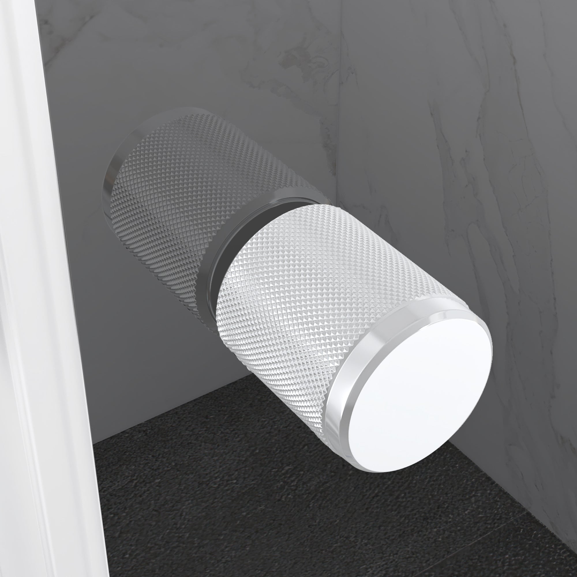 KAYLEE - Cabine de duche de canto com portas de correr, vidro escurecido 6 mm e perfil branco