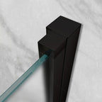LARA - Puerta de ducha con puertas abatibles de cristal templado esmerilado de 6 mm y perfil negro mate