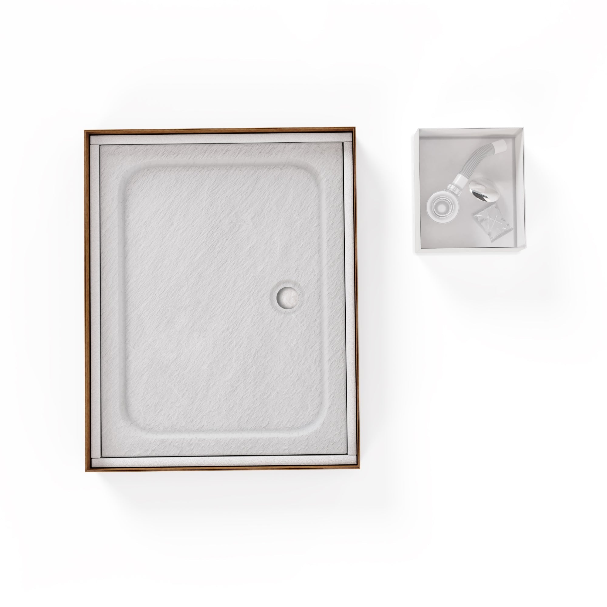 SHIMMER - Base de duche acrílica efeito pedra extraplana com acabamento branco e sifão incluído