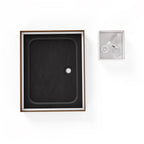 SHIMMER - Piatto doccia acrilico effetto pietra ultrapiatto con finitura nera e piletta inclusa