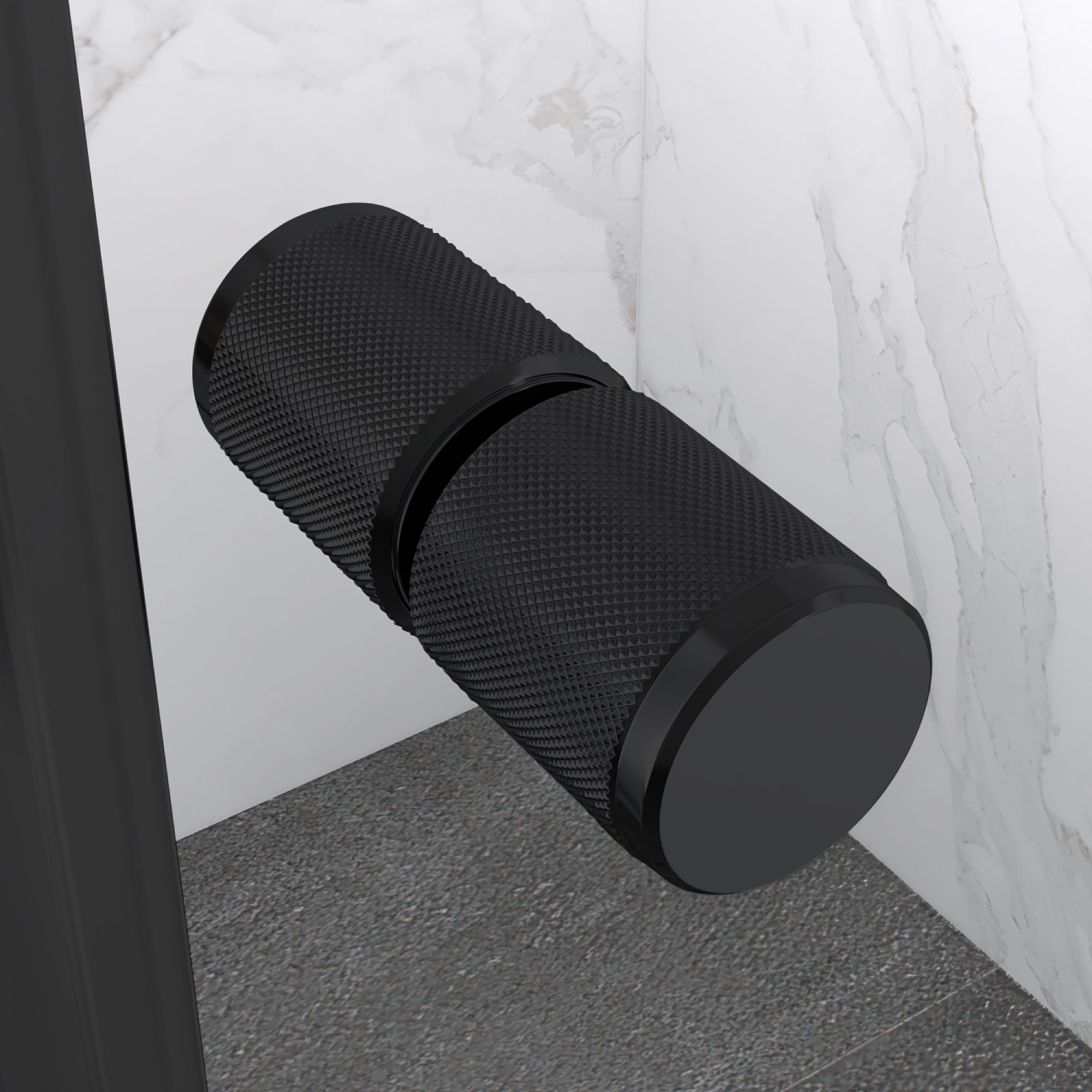 KAYLEE - Cabine de duche de canto com porta de correr, vidro transparente 6 mm e perfil preto mate