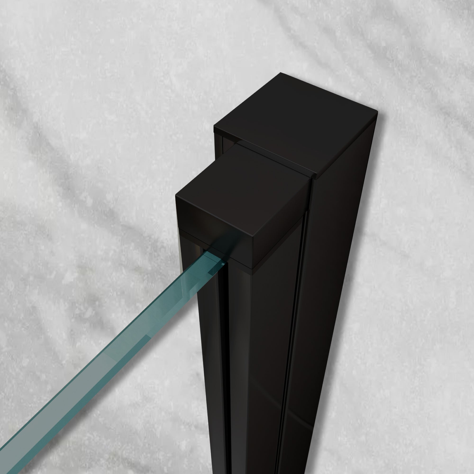 LARA - Mampara de ducha con puertas abatibles de vidrio templado de 6 mm y perfil negro mate