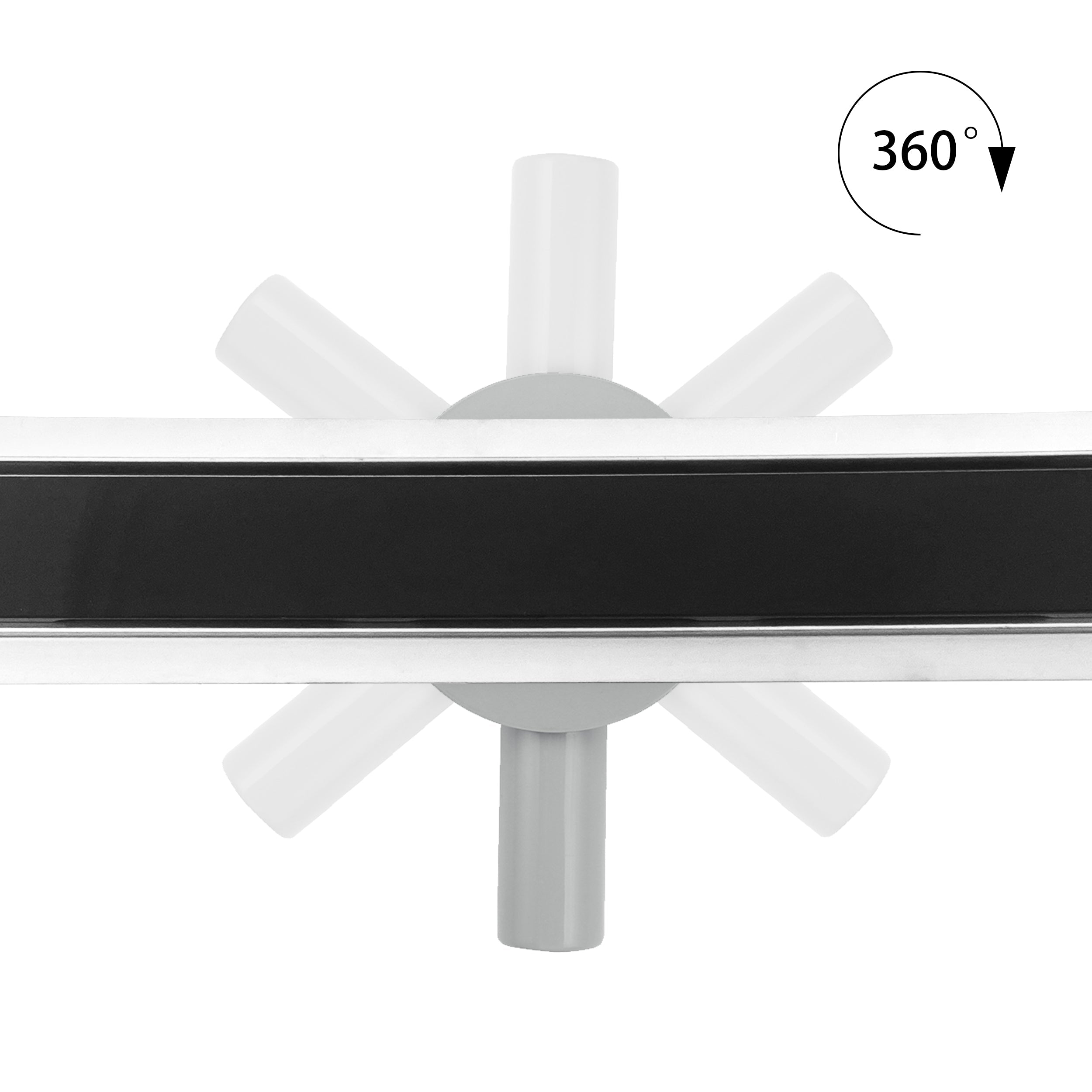 Ralo de duche em aço inox com tampa em vidro preto modelo B2