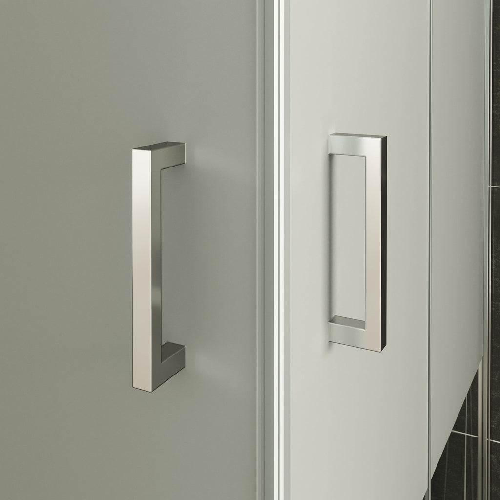 MATILDE - Cabine de duche de canto com portas dobráveis em vidro temperado meio fosco e perfil cromado