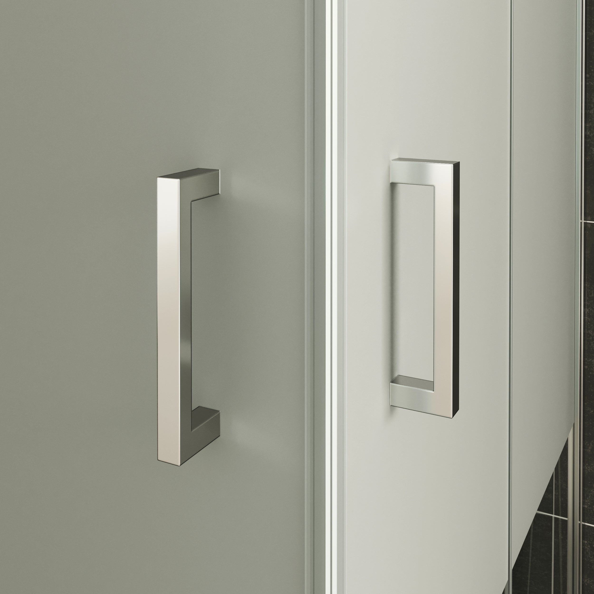 MATILDE - Cabine de duche de canto com portas dobráveis em vidro temperado meio fosco e perfil cromado