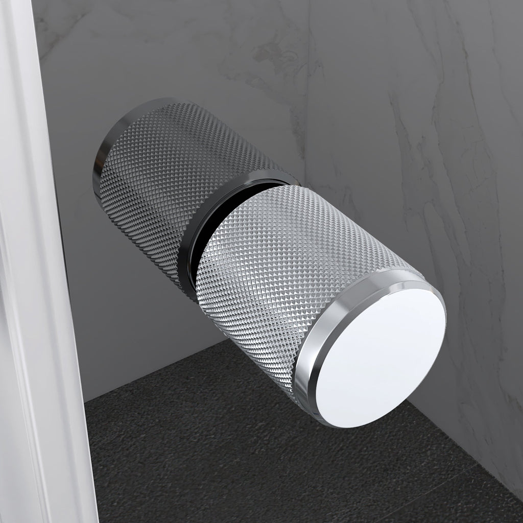 KAYLEE - Cabina de ducha de esquina con puertas correderas, cristal ahumado de 6 mm y perfil cromado