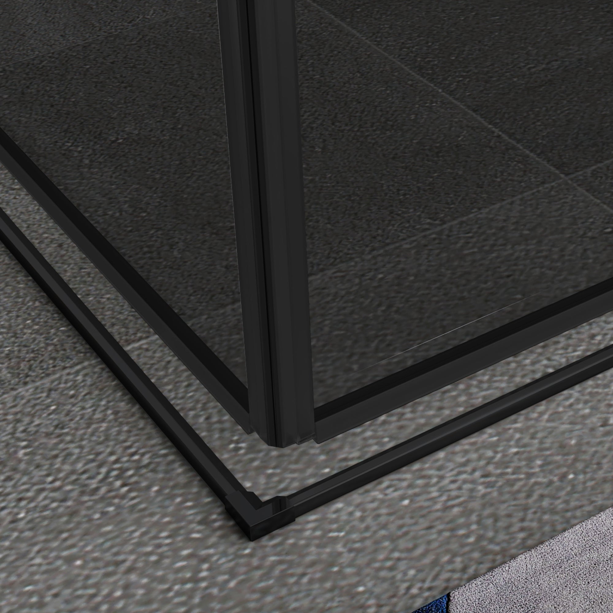 KAYLEE - Cabine de duche de canto com portas de correr, vidro escurecido 6 mm e perfil preto mate