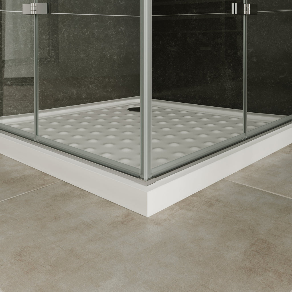 MATILDE - Cabine de duche de canto com portas dobráveis em vidro temperado meio fosco e perfil cromado