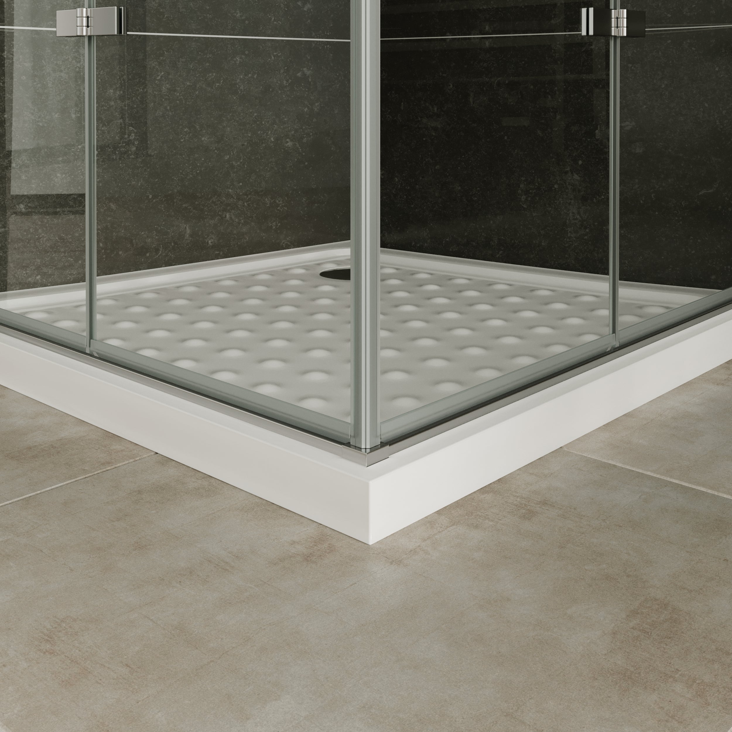 MATILDE - Cabine de duche de canto com portas dobráveis em vidro temperado meio fosco e perfil cromado