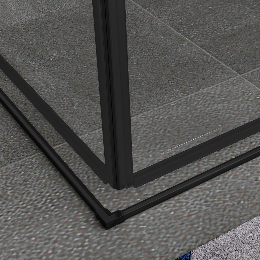 KAYLEE - Cabine de duche de canto com portas de correr, vidro transparente 6 mm e perfil preto mate