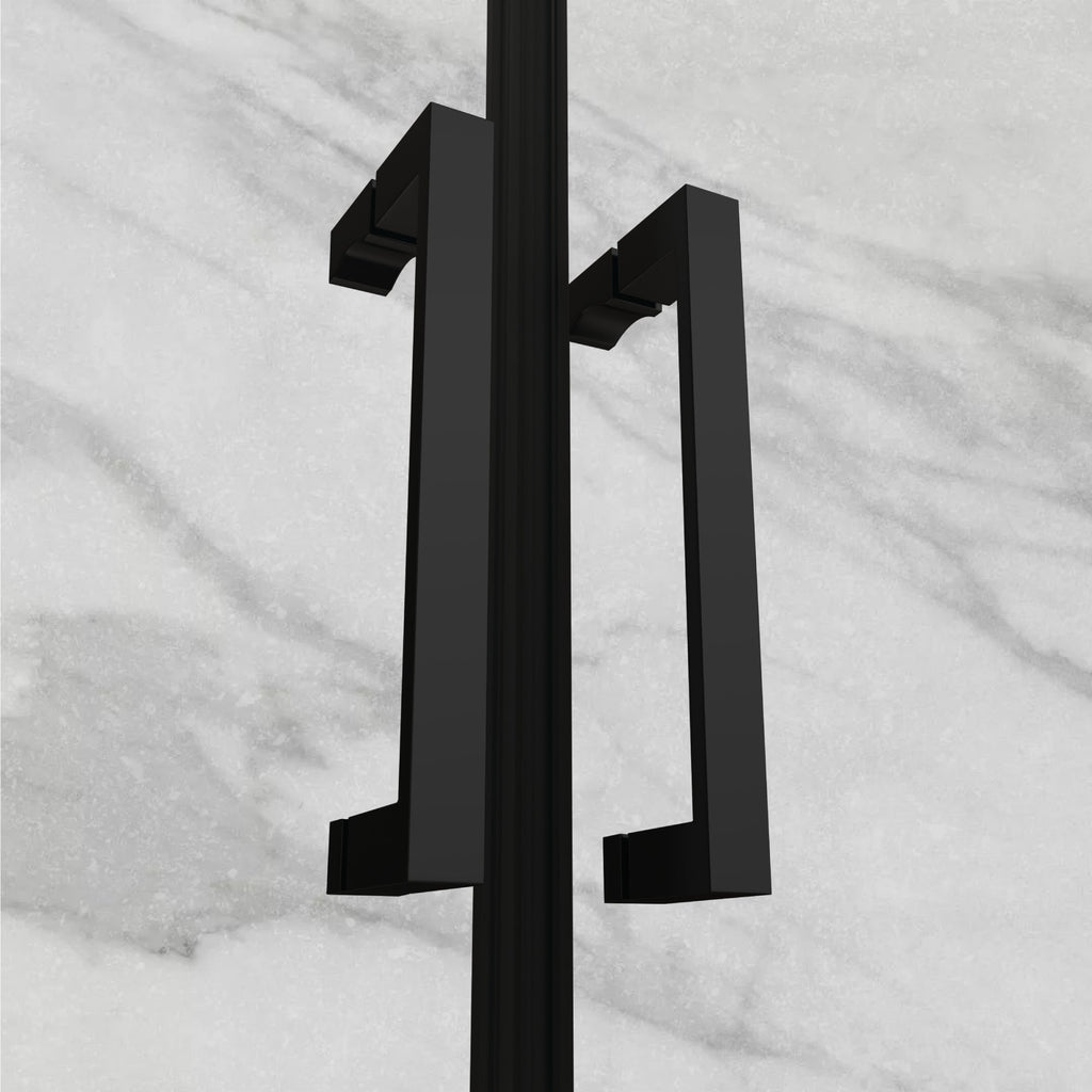 LARA - Mampara de ducha con puertas abatibles de vidrio templado de 6 mm y perfil negro mate