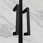 LARA - Mampara de ducha con puertas abatibles de vidrio templado de 6 mm y perfil negro mate