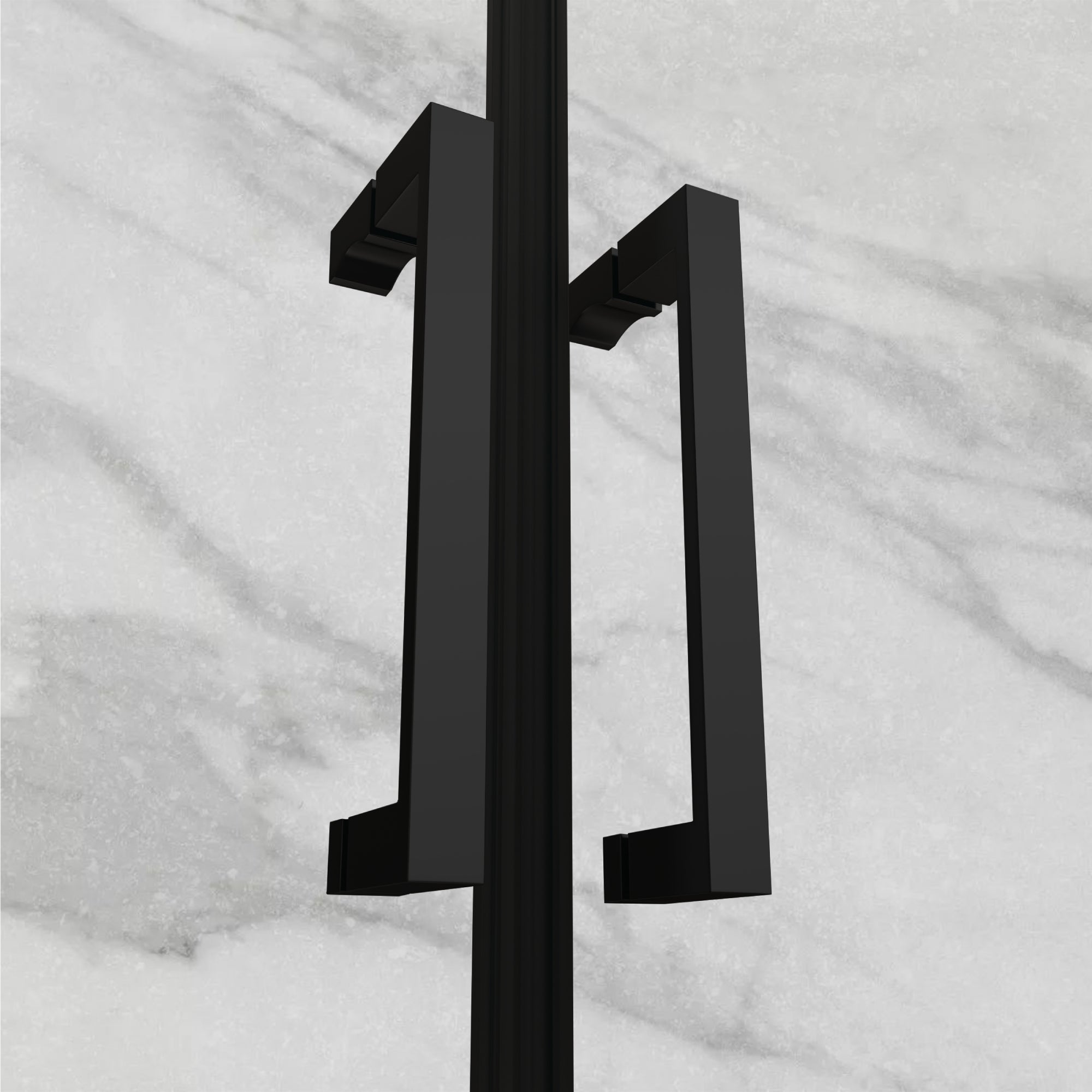 LARA - Mampara de ducha con puertas abatibles de vidrio templado de 6 mm y perfil negro mate