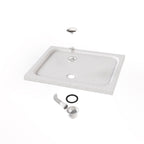 SHIMMER - Base de duche acrílica efeito pedra extraplana com acabamento branco e sifão incluído
