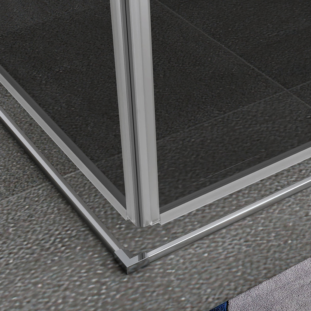 KAYLEE - Cabina de ducha de esquina con puertas correderas, cristal ahumado de 6 mm y perfil cromado