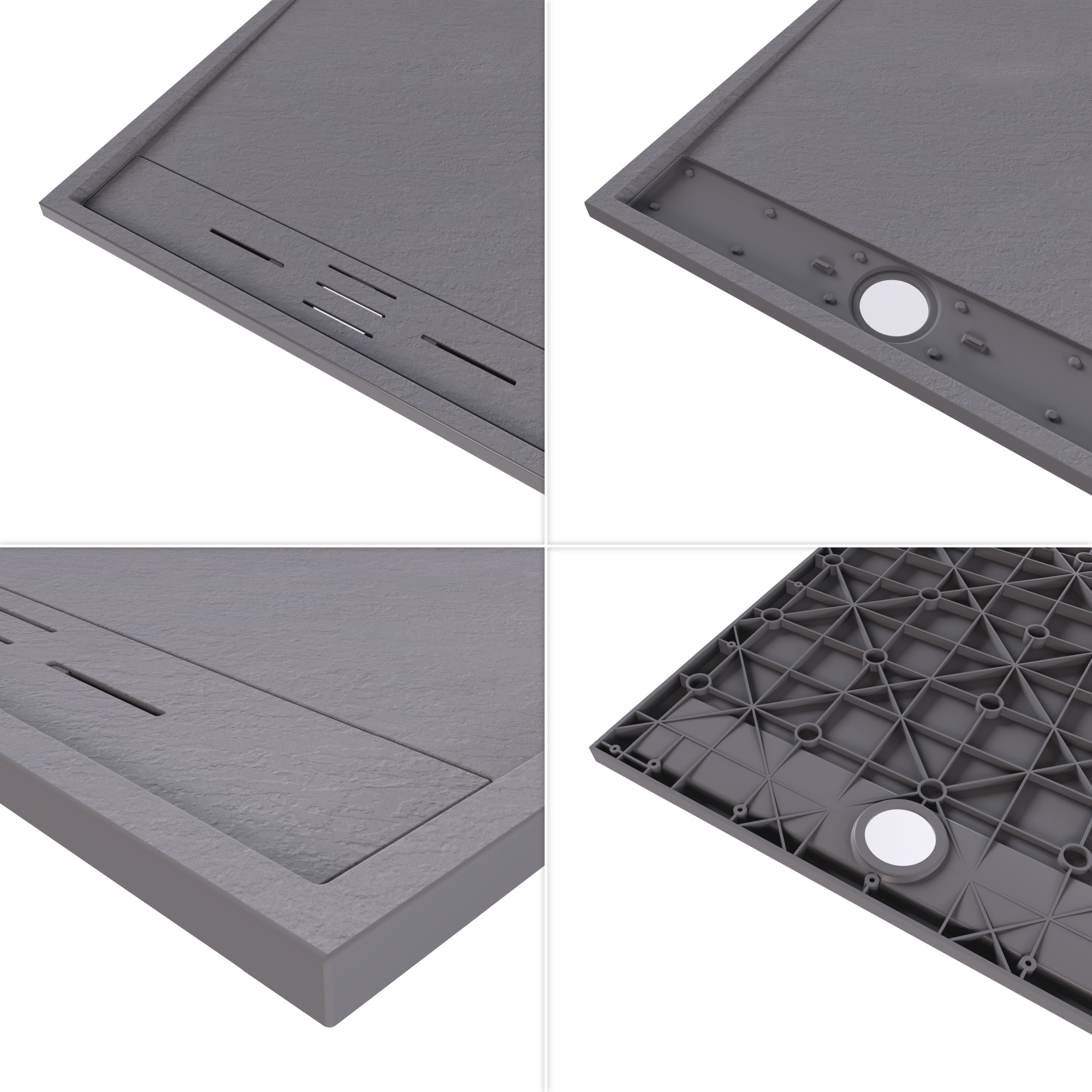 HIEMAL - Piatto doccia antiscivolo finitura grigia con sifone incluso