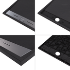 HIEMAL - Base de duche antiderrapante com acabamento preto e grelha inox incluída