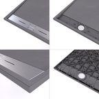 HIEMAL - Base de duche antiderrapante com acabamento cinzento e grelha inox incluída