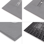 LUMIA - Base de duche antiderrapante com acabamento cinzento e grelha inox incluída