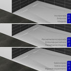 POLAR - Base de duche antiderrapante com acabamento branco e sifão incluído