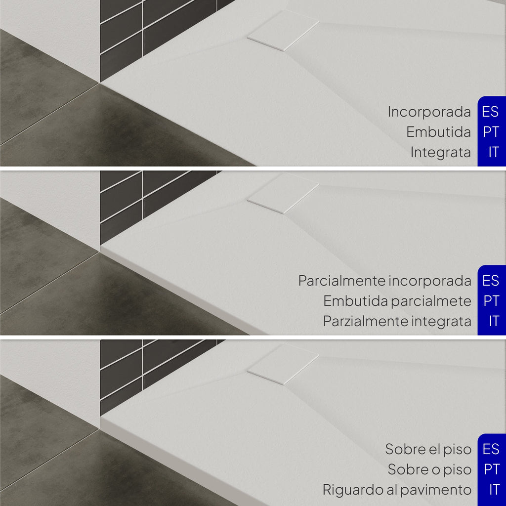 BOREAL - Piatto doccia antiscivolo con finitura bianca e sifone incluso