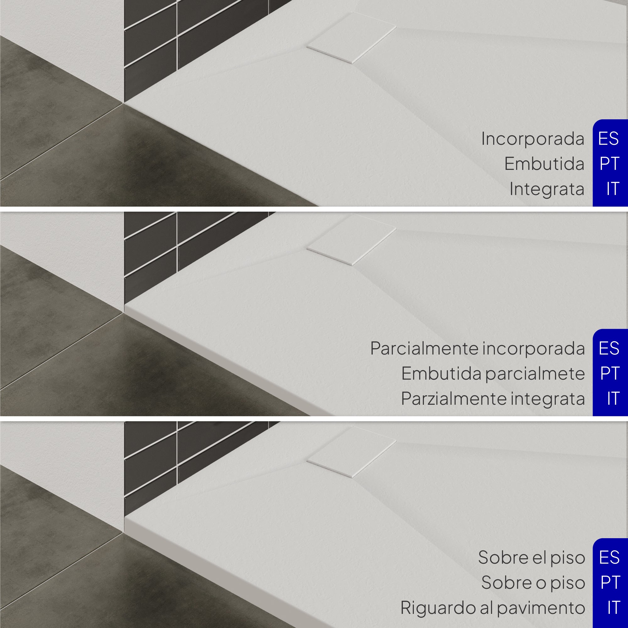 BOREAL - Piatto doccia antiscivolo con finitura bianca e sifone incluso