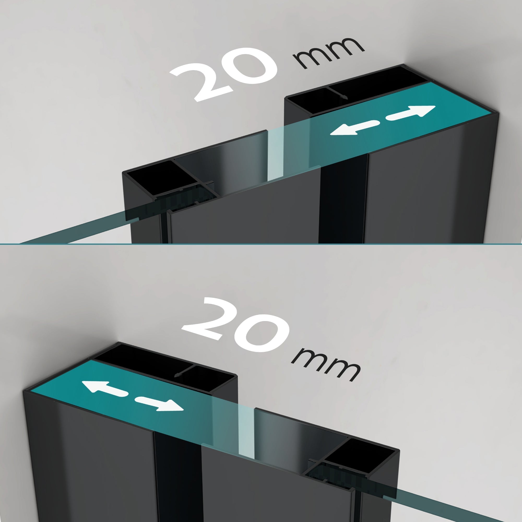 KAYLEE - Cabine de duche de canto com portas de correr, vidro escurecido 6 mm e perfil preto mate