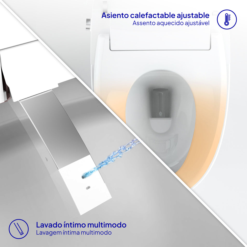 NEVOLA | Inodoro inteligente suspendido con mando, asiento calefactable, lavado y secado